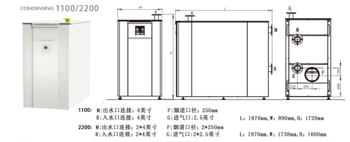 康丹森全預混冷凝鍋爐外形尺寸